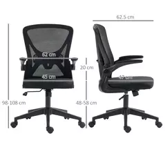 Vinsetto Mesh Back Office Chair, with Flip-Up Arms - Black - 3
