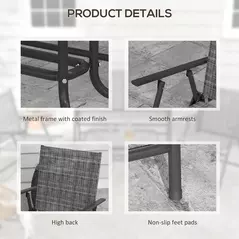 Outsunny Four-Piece Metal Garden Sofa Set - Mixed Grey - 7