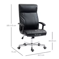 Vinsetto Massage Office Chair, PU Desk Chair with 6 Point Massage, High Back Computer Chair with Metal Legs, Thick Seat, Remote Control and Adjustable Height, Black - 3