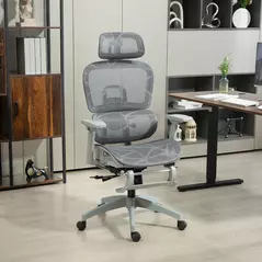 HOMCOM Multi-Adjustable Mesh Office Chair - Grey - 2