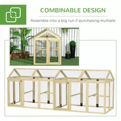PawHut Large Chicken Run, Wooden Chicken coop, with Combinable Design - Natural Wood Finish - 7