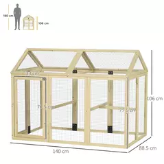 PawHut Large Chicken Run, Wooden Chicken coop, with Combinable Design - Natural Wood Finish - 3