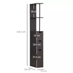 HOMCOM Tall Bathroom Cabinet, Freestanding Bathroom Storage Cabinet with 2-Tier Shelf and Drawers, Narrow Cupboard Storage Unit, Brown - 3