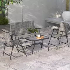 Outsunny Four-Piece Metal Garden Sofa Set - Mixed Grey - 2