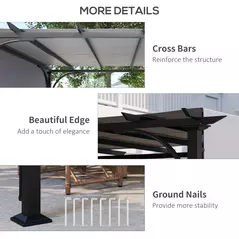 Outsunny 3 x 3(m) Outdoor Pergola, Garden Pergola Gazebo with Adjustable Canopy, Grey - 6
