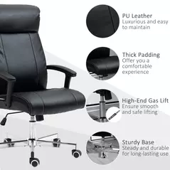 Vinsetto Massage Office Chair, PU Desk Chair with 6 Point Massage, High Back Computer Chair with Metal Legs, Thick Seat, Remote Control and Adjustable Height, Black - 8