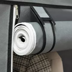 HOMCOM Fabric Wardrobe, with Rails and Shelves - Light Grey - 8