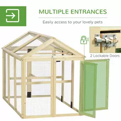 PawHut Large Chicken Run, Wooden Chicken coop, with Combinable Design - Natural Wood Finish - 5