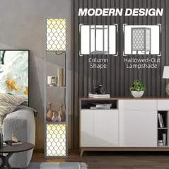 HOMCOM Floor Lamp with Shelves, Dual Light, Modern Tall Standing Lamps, with Pull Chain Switch (Bulb not Included), Light Grey - 5