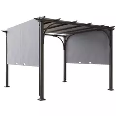 Outsunny 3 x 3(m) Outdoor Pergola, Garden Pergola Gazebo with Adjustable Canopy, Grey - 1