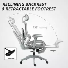 HOMCOM Multi-Adjustable Mesh Office Chair - Grey - 6