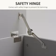 HOMCOM 113L Storage Chest, Storage Box with Flip-Top Lid and 2 Safety Hinges, Storage Trunk for Living Room, Entryway, 100 x 40 x 40 cm, Grey - 5