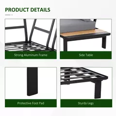 Outsunny 4 Pieces Aluminium Garden Furniture Set L Shape Sofa Set with Tables, Cushions for Indoor, Garden, Patio, Dark Grey - 7