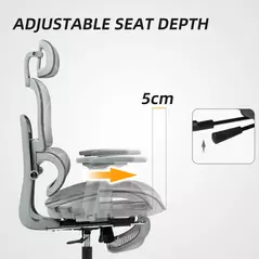 HOMCOM Multi-Adjustable Mesh Office Chair - Grey - 5