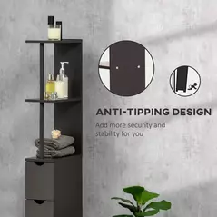 HOMCOM Tall Bathroom Cabinet, Freestanding Bathroom Storage Cabinet with 2-Tier Shelf and Drawers, Narrow Cupboard Storage Unit, Brown - 6