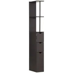HOMCOM Tall Bathroom Cabinet, Freestanding Bathroom Storage Cabinet with 2-Tier Shelf and Drawers, Narrow Cupboard Storage Unit, Brown - 1