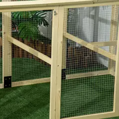 PawHut Large Chicken Run, Wooden Chicken coop, with Combinable Design - Natural Wood Finish - 8