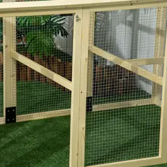 PawHut Large Chicken Run, Wooden Chicken coop, with Combinable Design - Natural Wood Finish - 8