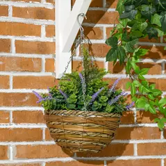 Outsunny Set of Two Artificial Hanging Lavender Flower Pots - Purple - 7