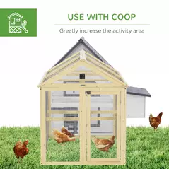 PawHut Large Chicken Run, Wooden Chicken coop, with Combinable Design - Natural Wood Finish - 6