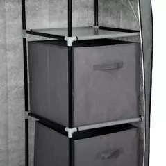 HOMCOM Fabric Wardrobe, Portable Wardrobe, Clothes Storage Unit with 5 Compartments, Hanging Rail and 2 Fabric Drawers, 102 x 42.5 x 162.5cm, Dark Grey - 7