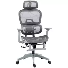 HOMCOM Multi-Adjustable Mesh Office Chair - Grey - 1