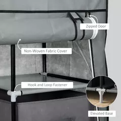 HOMCOM Fabric Wardrobe, Portable Wardrobe, Clothes Storage Unit with 5 Compartments, Hanging Rail and 2 Fabric Drawers, 102 x 42.5 x 162.5cm, Dark Grey - 5