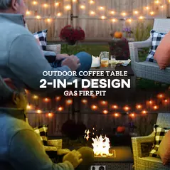 Outsunny Rattan Gas Fire Pit Table for Garden, 13 KW Smokeless Propane Fire Pit with Lid, Square Garden Coffee Table with Patio Heater for Outdoor, Patio, 58 x 58 x 33 cm, Grey - 4