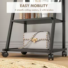 HOMCOM Free Standing Dressing Mirror, Rolling Full Length Mirror on Wheels with Adjustable Angle, Storage Shelves for Bedroom - 6