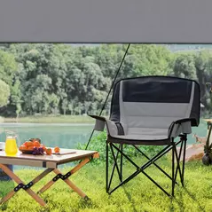 Outsunny Portable Padded Camping Chair, with Bag - Black/Grey - 7