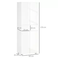 HOMCOM 4-Door Kitchen Cupboard, Tall Freestanding 5-Tier Storage Cabinet with 3 Adjustable Shelves, 2 Drawers for Living Room, Dining Room, Push to Open Design, High Gloss White - 3