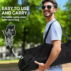 Outsunny Portable Padded Camping Chair, with Bag - Black/Grey - 6