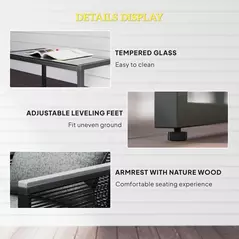 Outsunny 4 Pieces Rattan Garden Furniture Set - Charcoal Grey - 6