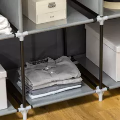 HOMCOM Fabric Wardrobe, with Rails and Shelves - Dark Grey - 7