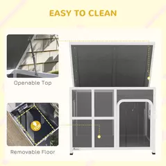 PawHut Wooden Outdoor Dog House, with Asphalt Openable Top, Removable Floor, Clear Front Panel, Curtain, 103 x 77 x 83cm - 4