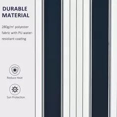 Outsunny Manual Retractable Awning, 3x2.5 m-Blue/White Stripes - 4