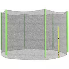 SPORTNOW 10ft Trampoline Net Replacement with 6 Plastic Pole Covers, Weather-Resistant Trampoline Netting Replacement with Zipped Entrance, Poles Not Included, Green - 1