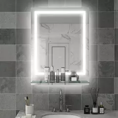 kleankin LED Bathroom Mirror with Lights and Shelf, Illuminated Makeup Mirror, Vanity Mirror with 3 Colour, Smart Touch, Anti-Fog - 2