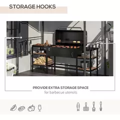 Outsunny 2.2 x 1.5 m BBQ Grill Gazebo Tent, Garden Grill with Metal Frame, Curved Canopy and 10 Hooks, Outdoor Sun Shade, Beige - 5