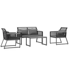 Outsunny 4 Pieces Rattan Garden Furniture Set - Charcoal Grey - 1
