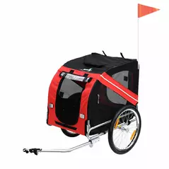 Pawhut Bicycle Pet Trailer in Steel Frame-Red/Black - 1