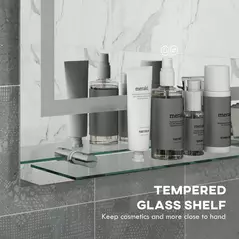 kleankin LED Bathroom Mirror with Lights and Shelf, Illuminated Makeup Mirror, Vanity Mirror with 3 Colour, Smart Touch, Anti-Fog - 7