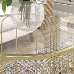 HOMCOM Elliptical Cut-Out Nesting Tables - Gold-Tone - 9