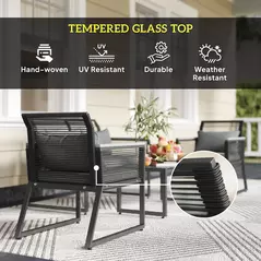 Outsunny 4 Pieces Rattan Garden Furniture Set - Charcoal Grey - 4