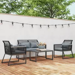 Outsunny 4 Pieces Rattan Garden Furniture Set - Charcoal Grey - 7