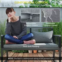 Outsunny 4 Pieces Rattan Garden Furniture Set - Charcoal Grey - 5