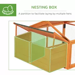 PawHut Wooden Chicken Coop with Nesting Box, Openable Roof, for 4-8 Chickens - 7