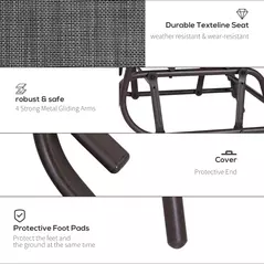 Outsunny Gliding Jack and Jill Seat, with Glass-Top Table - Brown/Grey - 5