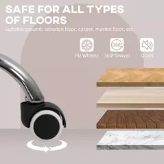 HOMCOM Office Chair, Swivel Desk Chair, Velvet-Feel Fabric Vanity Chair with Adjustable Height and Rolling Wheels for Home Work Study, Grey - 7