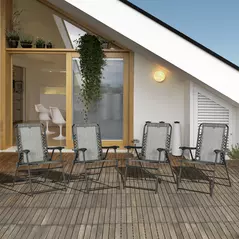 Outsunny  Pieces Patio Folding Chair Set, Outdoor Portable Loungers for Camping Pool Beach Deck, Lawn Chairs with Armrest Steel Frame, Mixed Grey - 2
